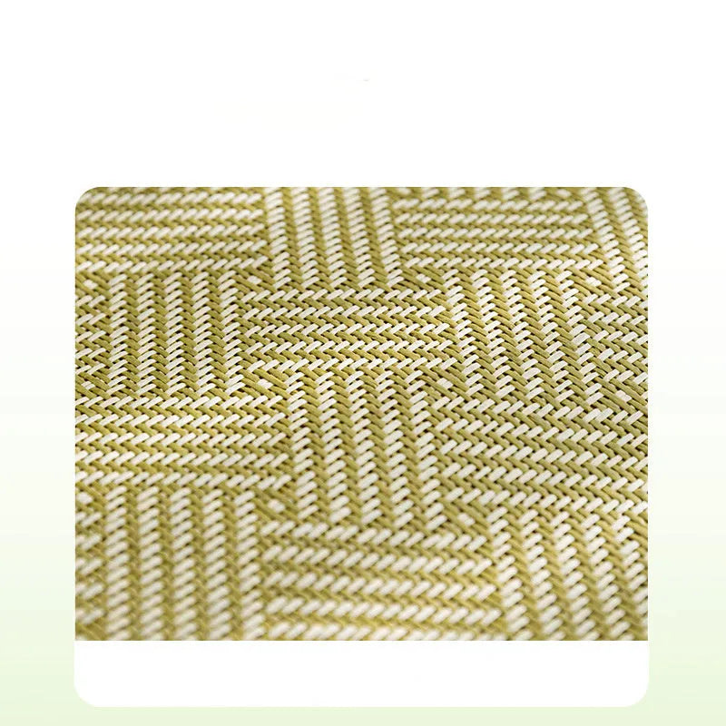 Green fruit backrest pet cooling mat in nest design for large dogs on wooden floor