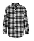 Teenage men's checked long-sleeved casual shirt in offwhite with black and white check pattern