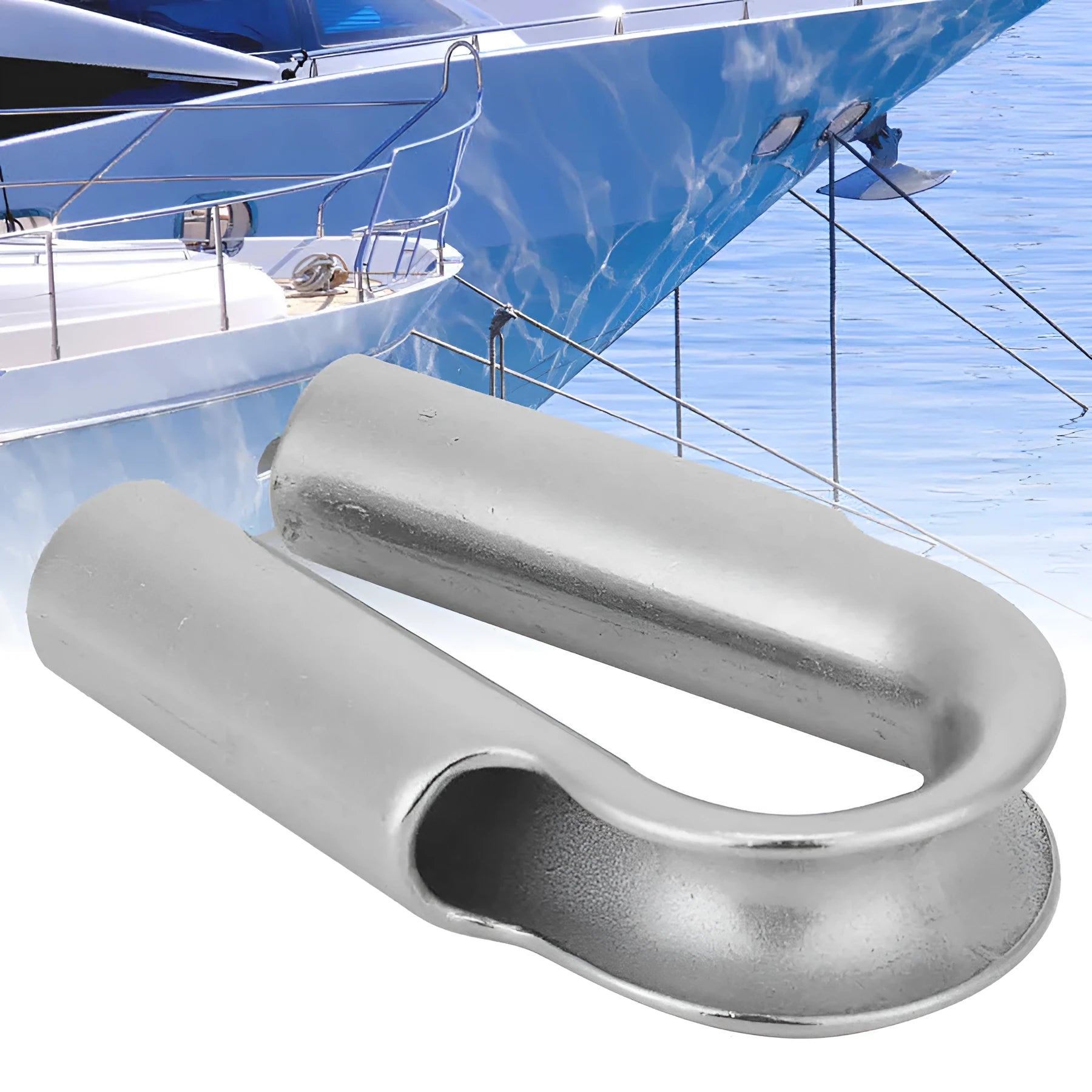 Stainless steel tubular chicken heart shaped sleeve ring set showing various metric sizes on a workbench.