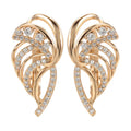 Wings design women's ear clips with micro inlaid zircon stones in gold-plated copper construction