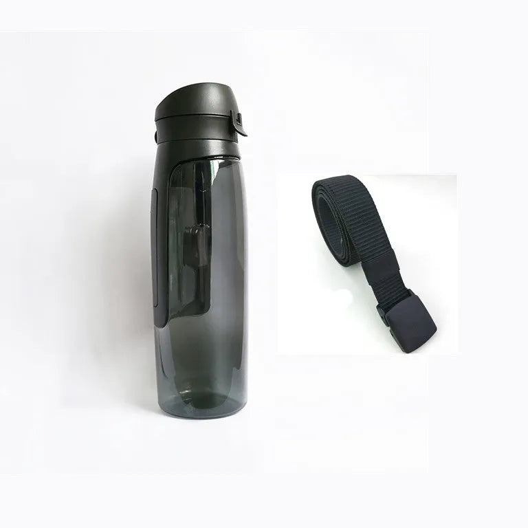 Black hidden security water bottle container with BPA-free lid on white background