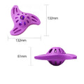 Blue durable dog chew toy shaped like a boomerang or molar for medium and large breed dogs.