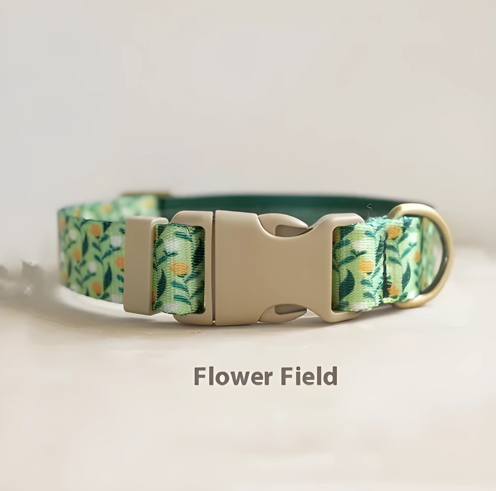Flower pattern nylon ribbon pet collar for dogs and cats shown in Hanada colour on size L.