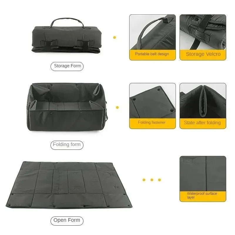 Portable dog travel bed in black, 3-in-1 carrier mat and cushion with collapsible design and carry handle