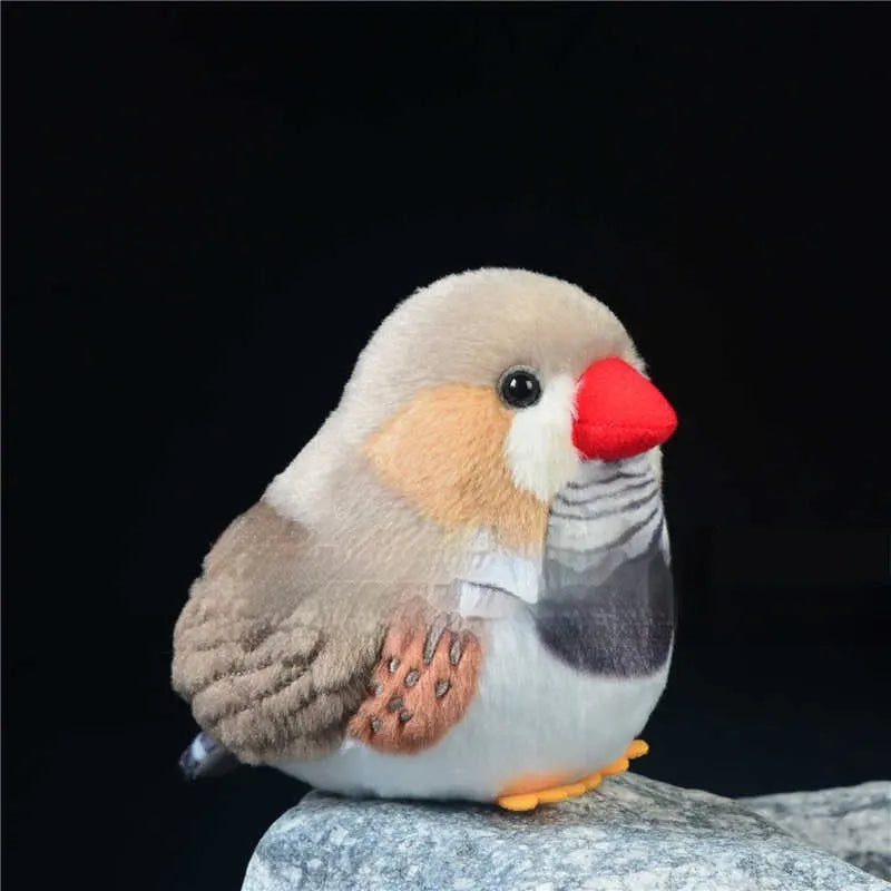 Cute pearl bird parrot plush toy, 12cm height, soft PP cotton fill, white pearl colour, sitting on a flat surface.