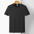 Man wearing a solid colour ice silk slim fit short sleeve t-shirt for summer.
