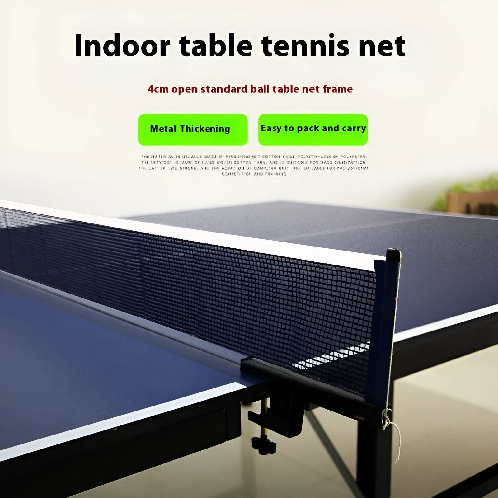 Table tennis post set with universal large clips for indoor open grid table mounting