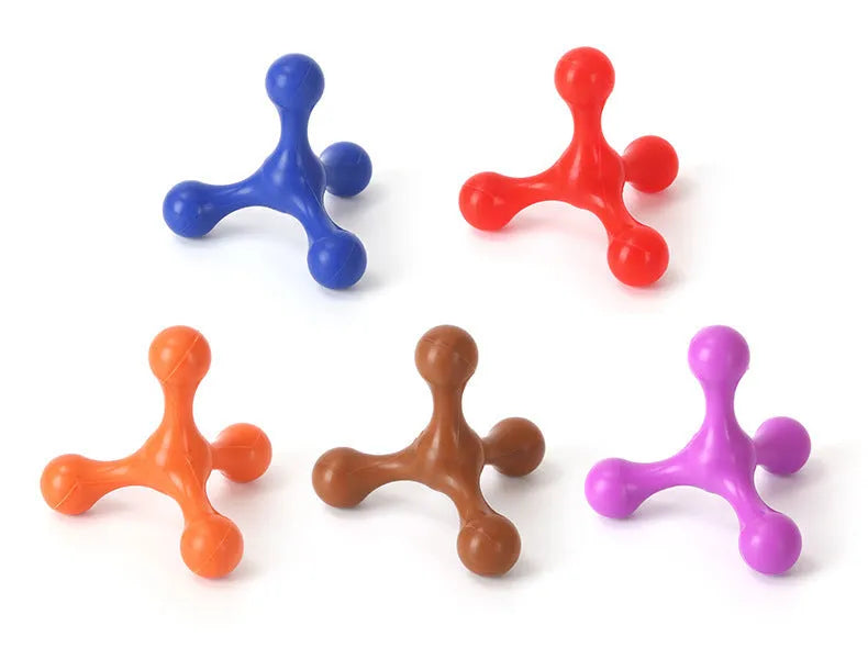 Blue silicone chew bone for dogs with three legs, measuring 9.5cm