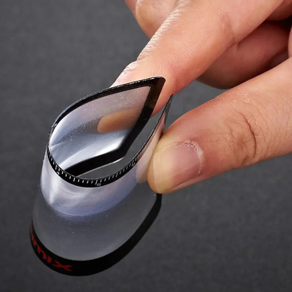 Black and white portable card magnifier with LED light measuring 60 by 40mm for reading small text