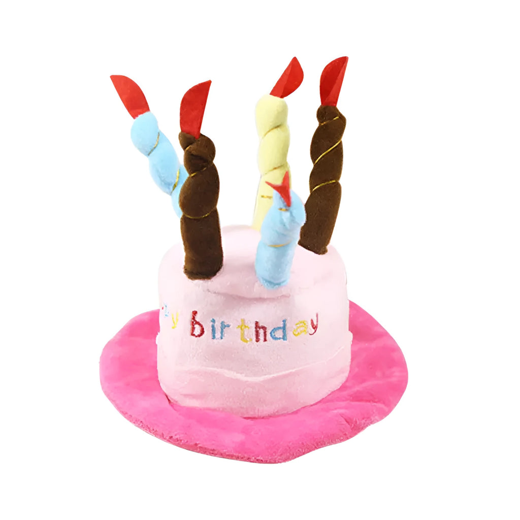 Blue plastic birthday party hat for a small to medium sized dog