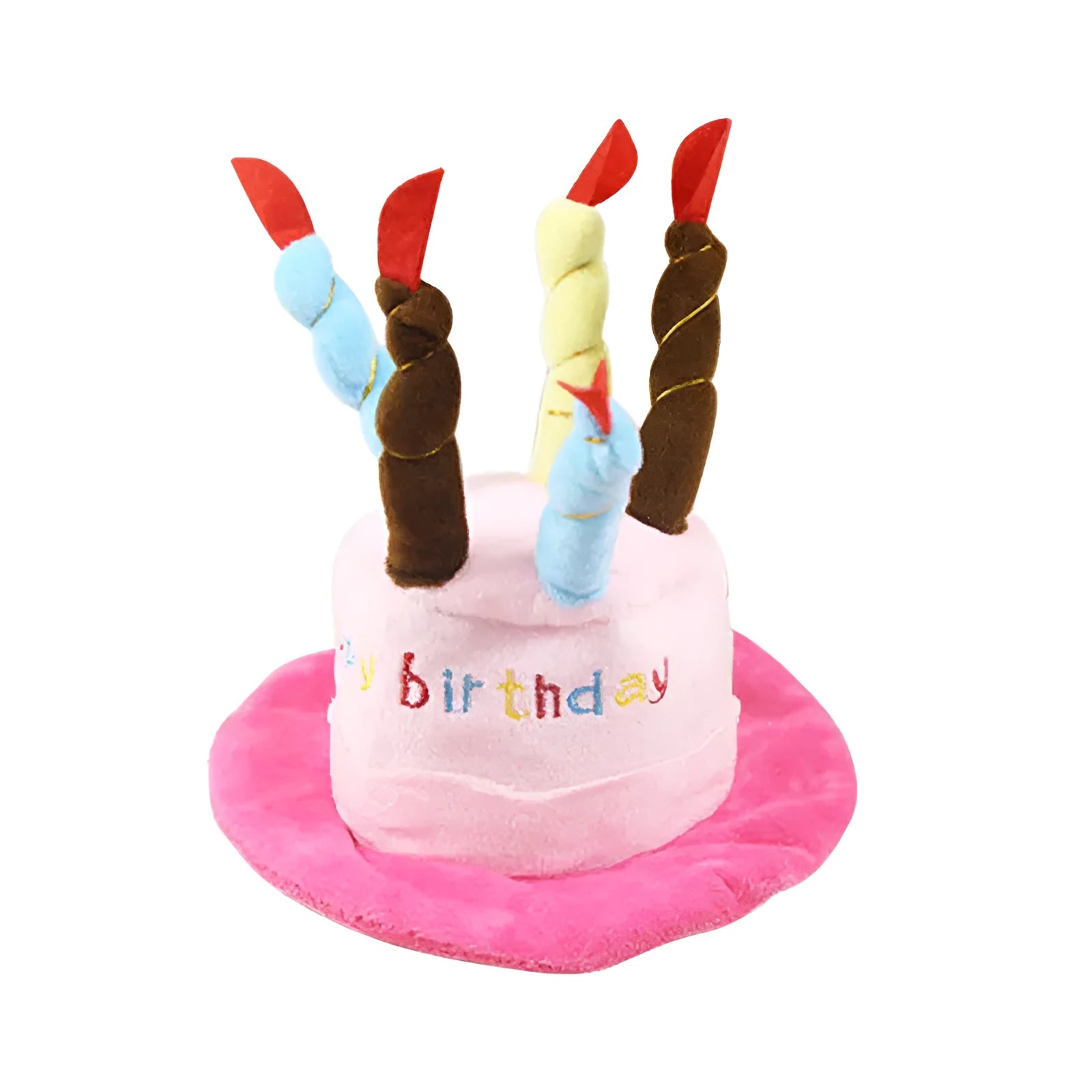 Blue plastic birthday party hat for a small to medium sized dog