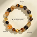 Natural yellow artificial crystal string beads bracelet, 10mm size, on a white background.