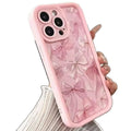 Pink matte silicone phone case with bow for iPhone 16