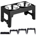 Black plastic lifting feeding bowl with stainless steel slow feeding bowl for medium to large dogs