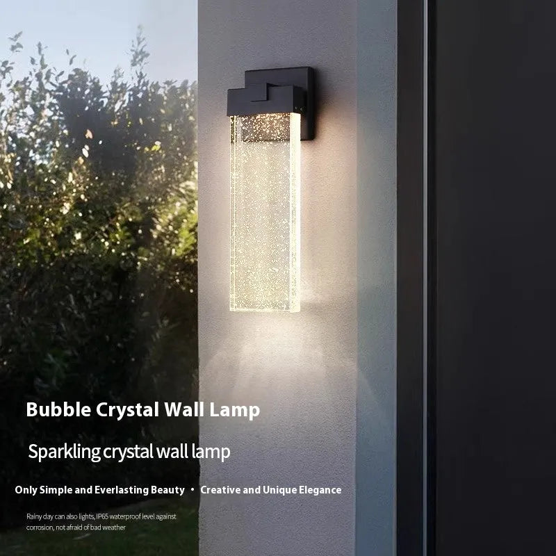 Black stainless steel outdoor LED wall lamp for courtyard and corridor mounting.