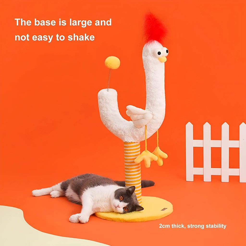 Sisal vertical cat scratching post with U-shaped design and spring ball feature