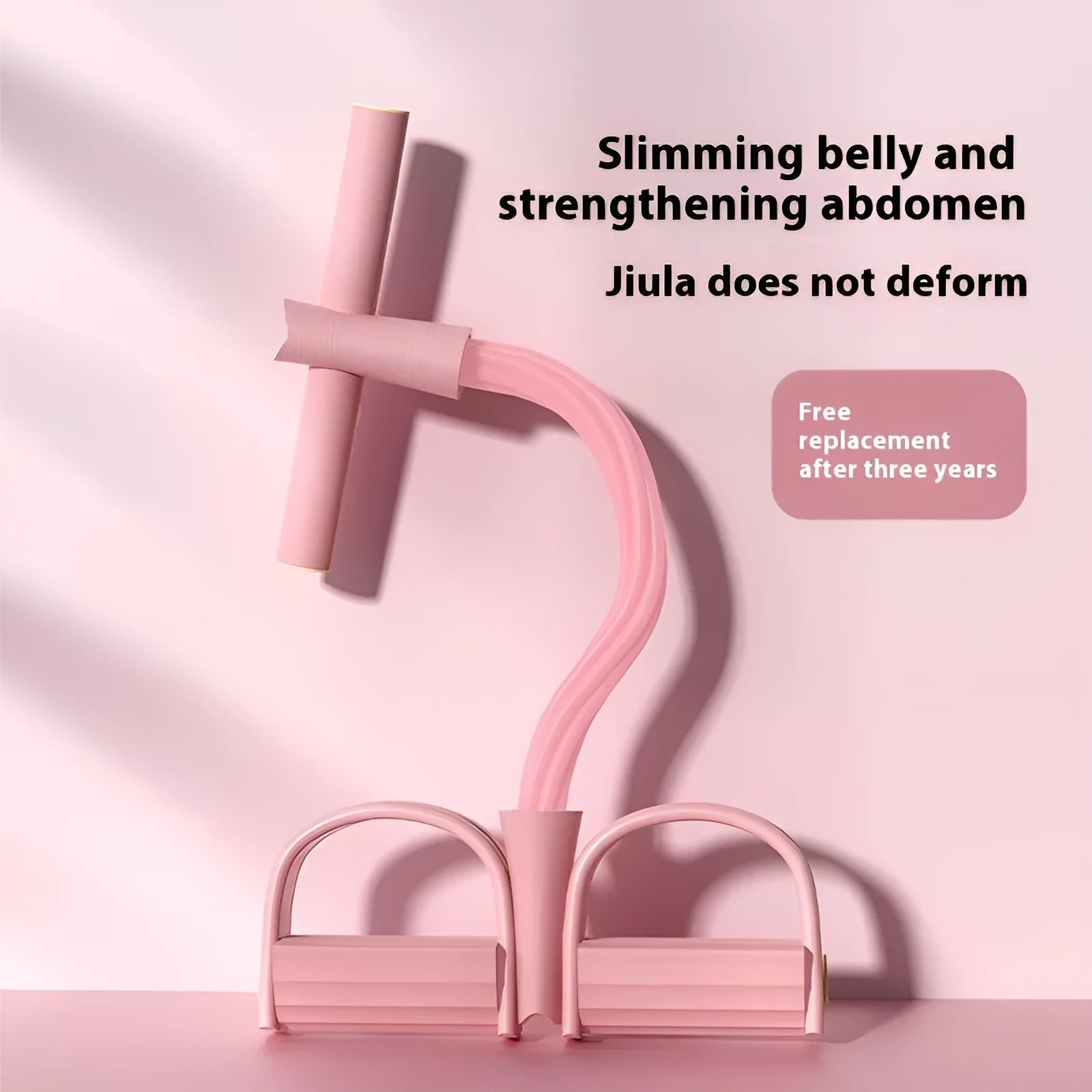 Purple home waist slimming device with pulling rope and pedal for tension exercises