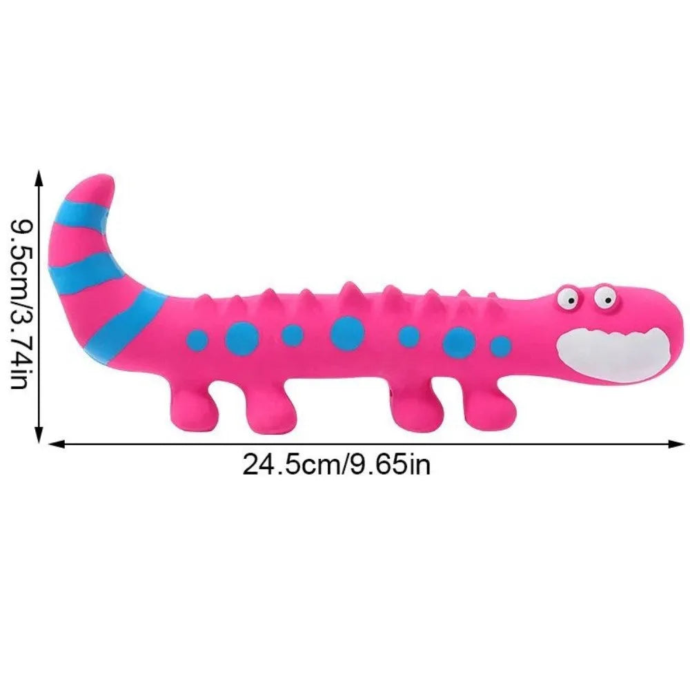 Squeaky latex lizard dog toy in green for small and medium dogs