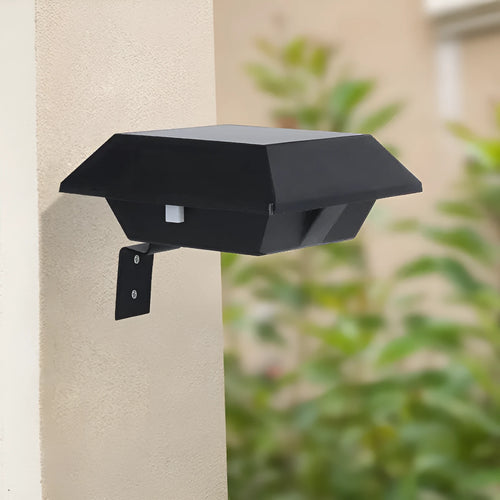 12LED solar panel light with IPX4 waterproof rating, compact 120x50mm design, black shell with warm light option