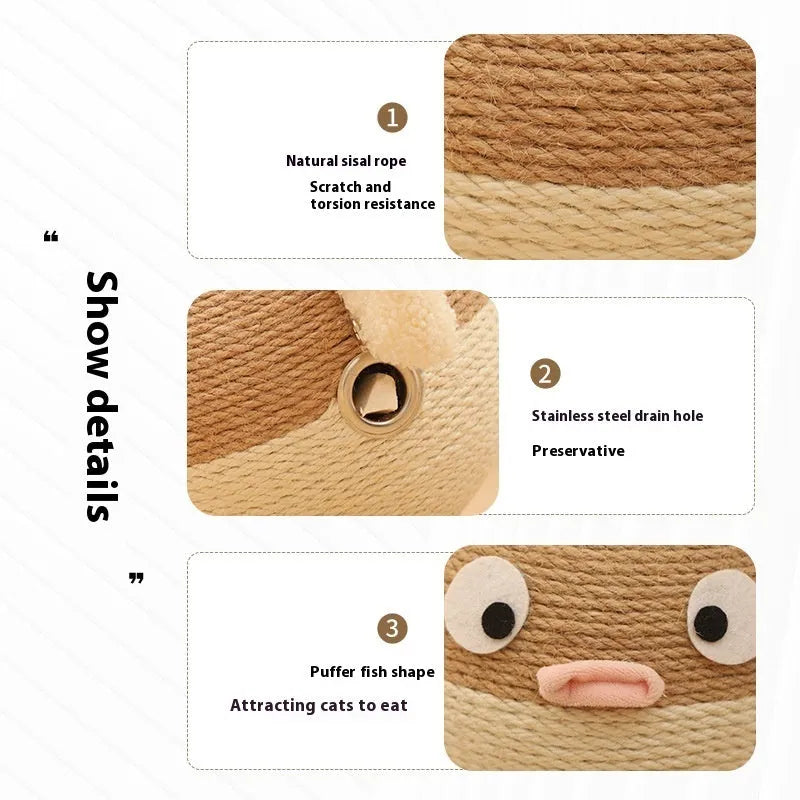 Puffer leakage food feeder tumbler puzzle for dogs and cats, 15cm sisal cube
