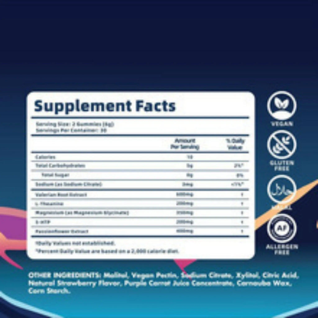 Sealed container with 60 melatonin soft candy gummy capsules for dietary supplement use