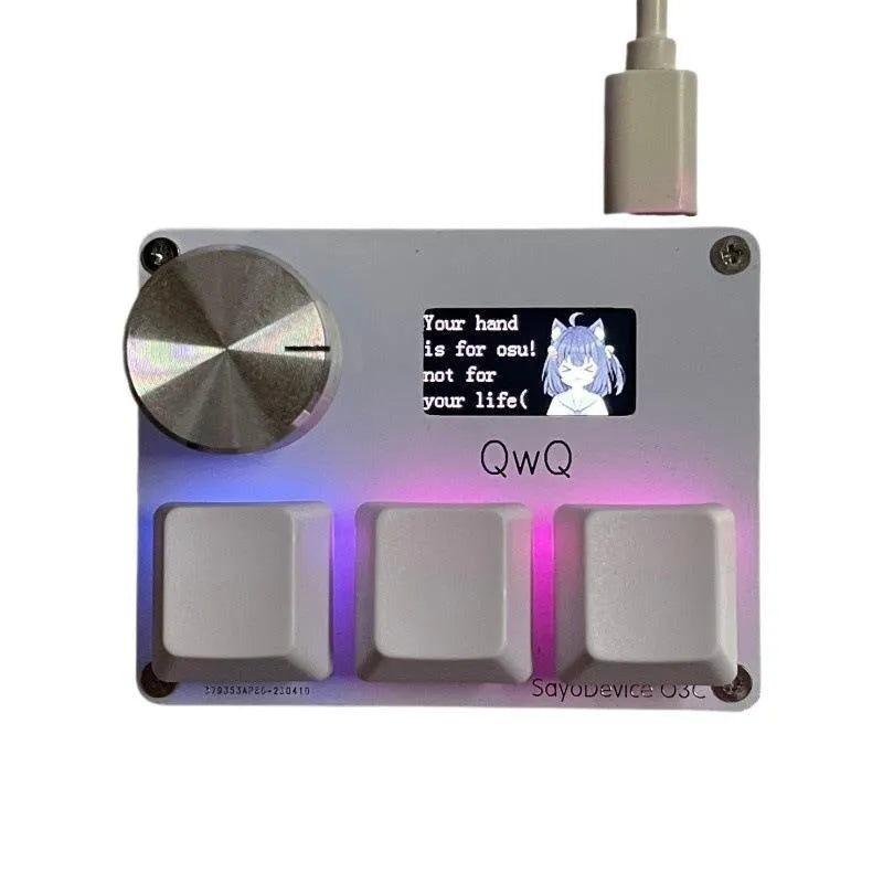Magnetic axis numeric keyboard with IPS screen, programmable knob, and RGB backlit keys in black, pink, silver, or white.
