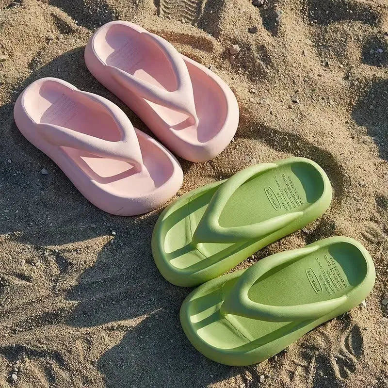 Solid colour thick-soled EVA flip-flops with decorative bow in available colours