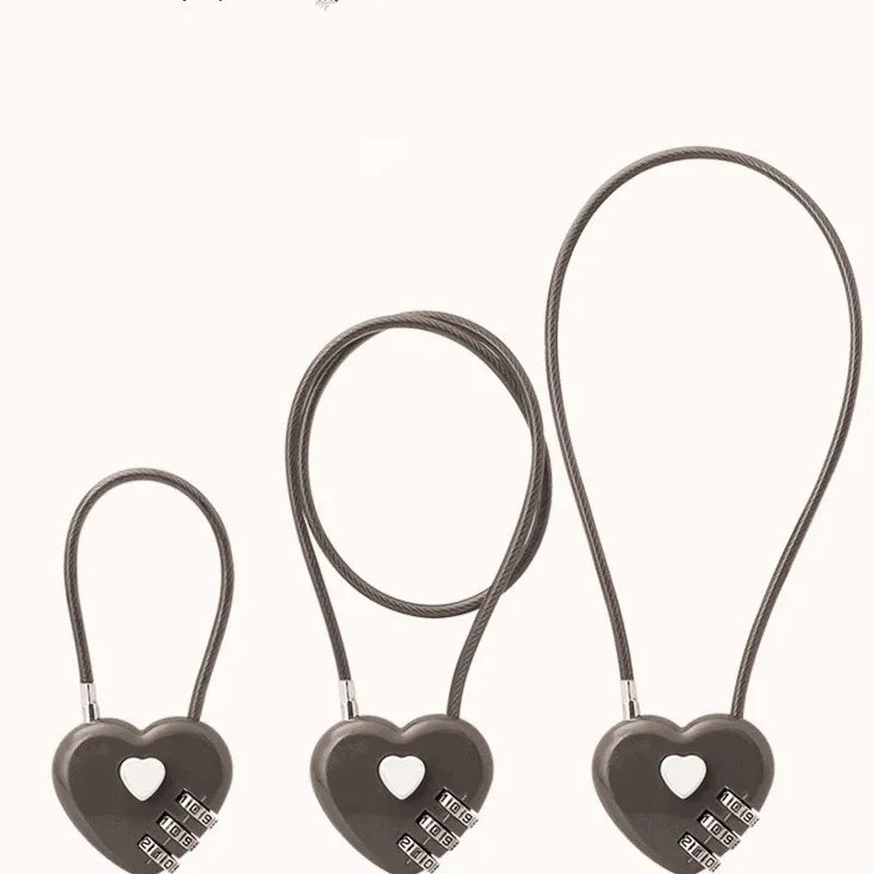 Heart shaped ABS plastic bike lock with steel cable in multiple colour options