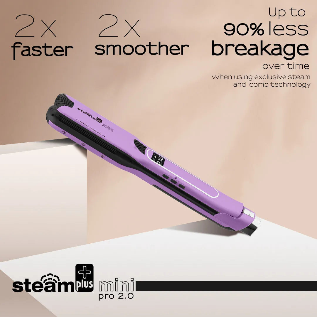 Mini steam hair straightener in purple, rose red or champagne colour with 200W European voltage