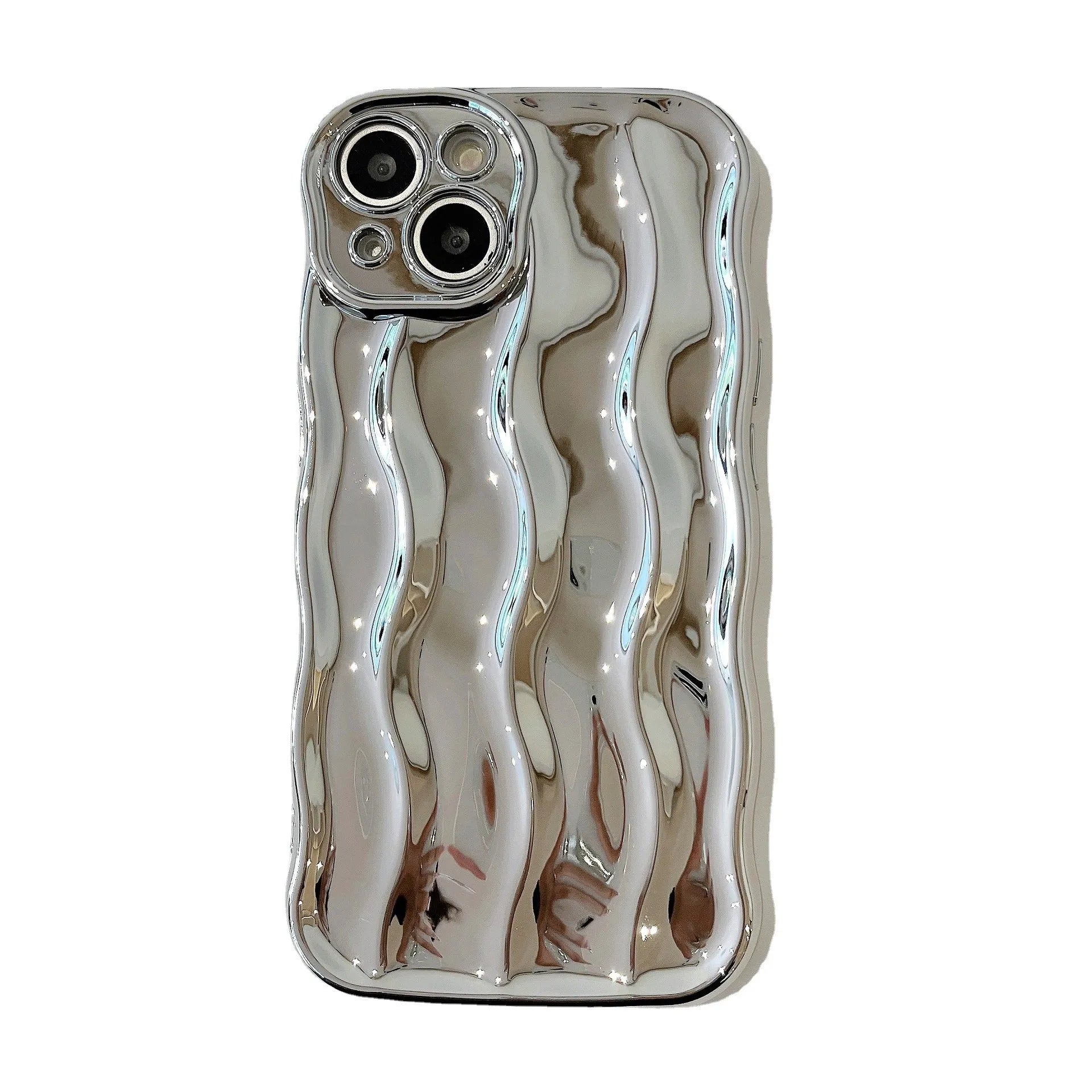 Electroplated three-dimensional wave stripe protective phone case for iPhone 17 series in various colour options.