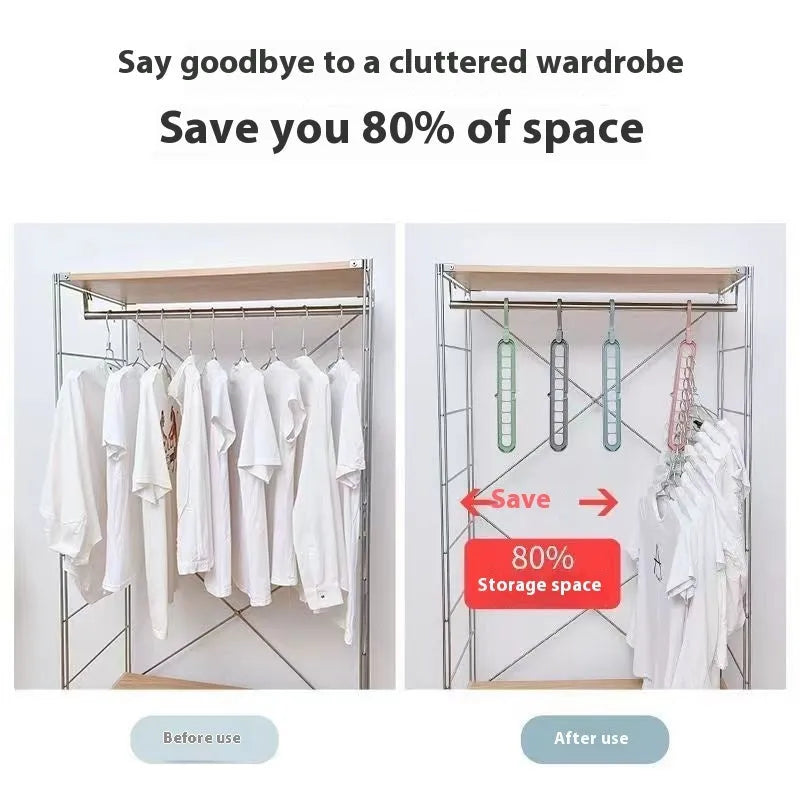 Plastic multifunctional hanger with nine holes for folding trousers in beige colour