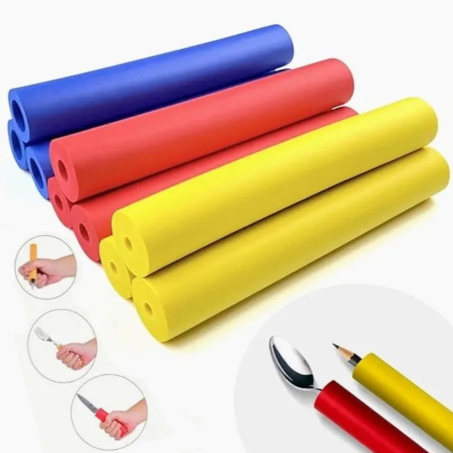 Pack of black rubber grip hoses for tableware and pen handles