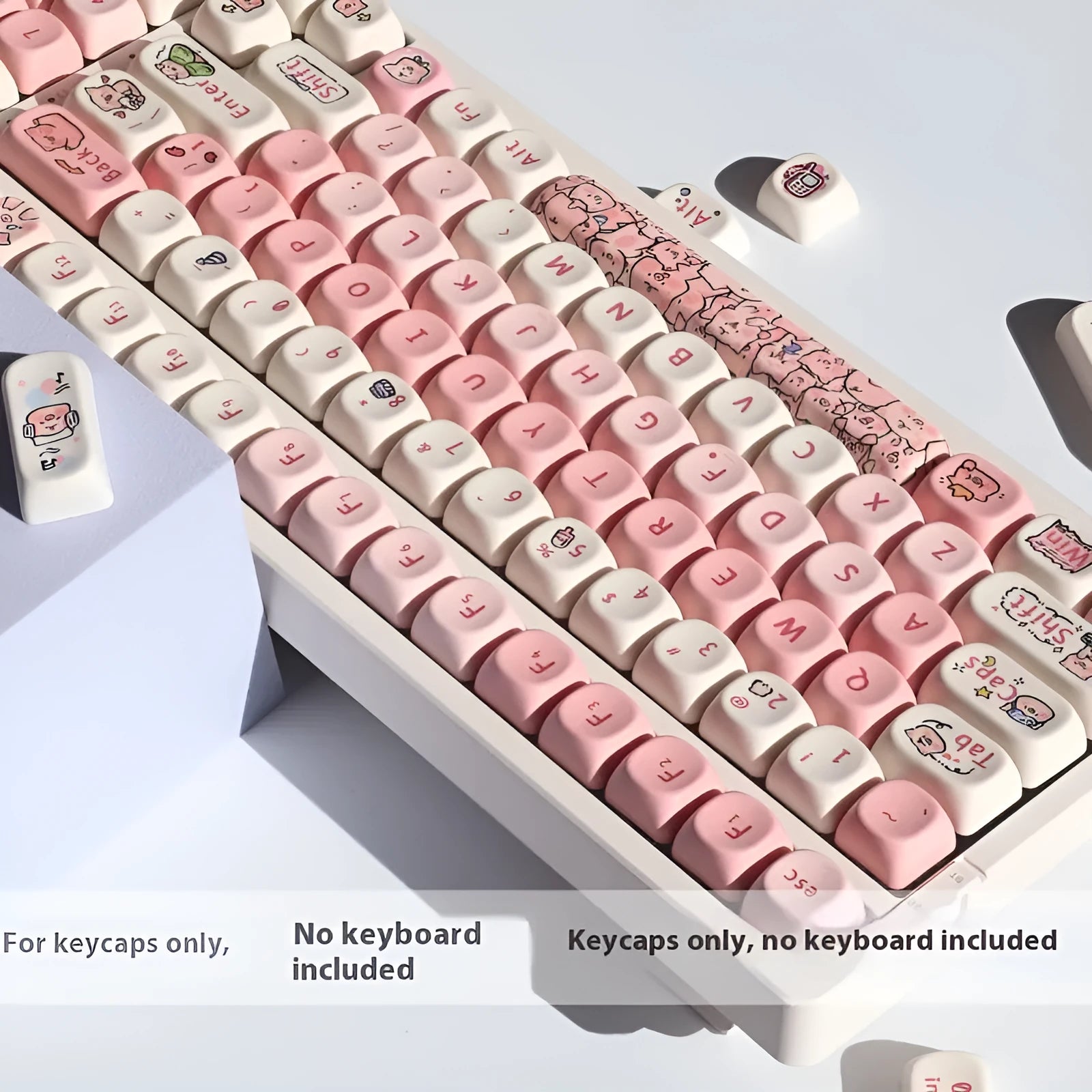 Pink fragrant pig design PBT plastic key cap for mechanical keyboards with MOA profile