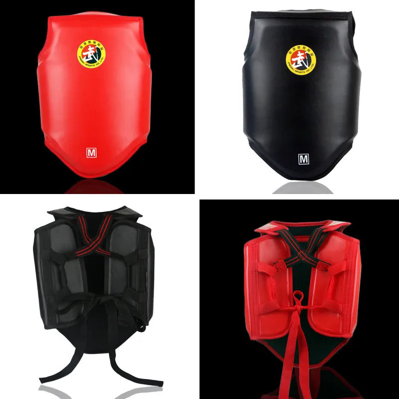 Boxing training chest protector armour in red, blue, or black colours