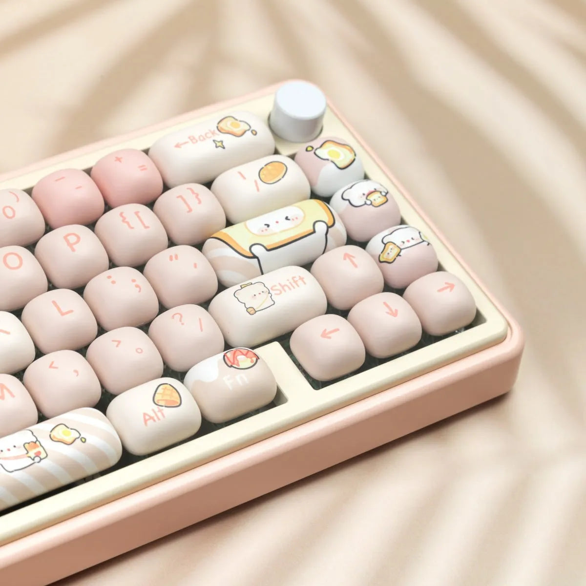 MOG Steamed Bread key cap set with bread bear design, PBT thermal sublimation, 143+3 keys