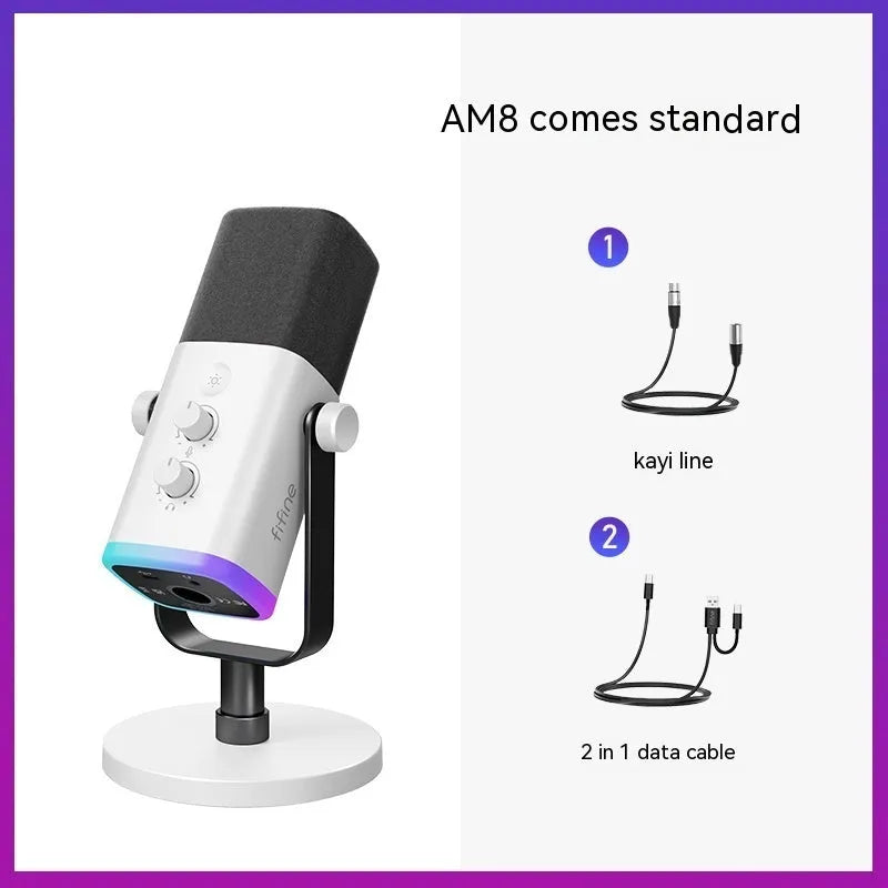 Dynamic noise reduction multifunctional microphone in black, pink or white with optional black or white BM63 bracket
