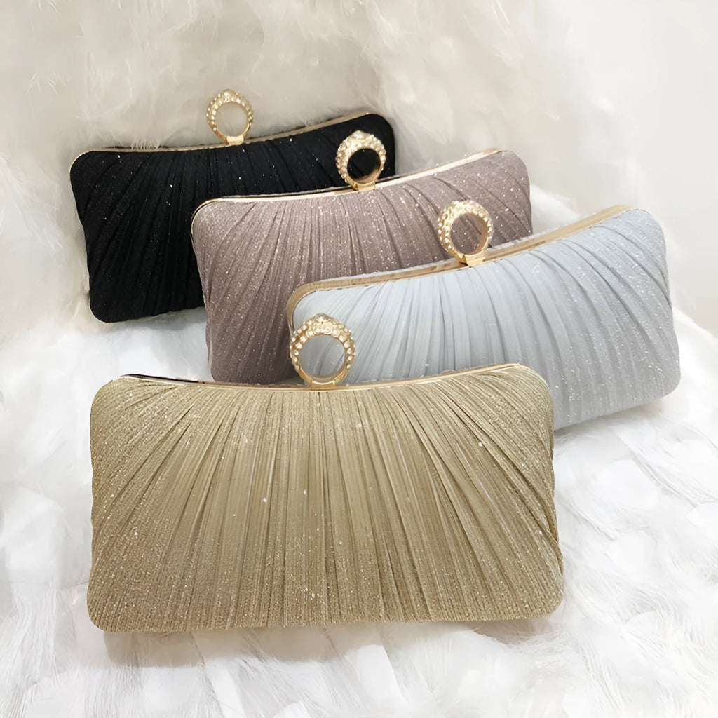 New Chinese-style women's cross-body pillow-shaped polyester banquet bag with outer pocket, silver colour option