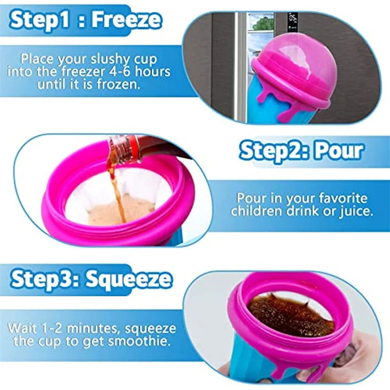 500ml blue quick-freeze slushy maker cup for homemade smoothies