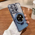 Glitter gradient iPhone case with built-in stand bracket in pink, blue, purple, silver, gold, and black colour options.