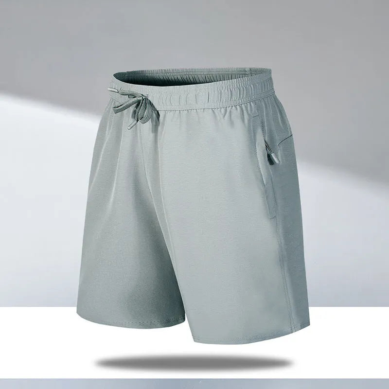 Men's loose fit quick-drying beach shorts in polyester ice silk fabric available in multiple colours