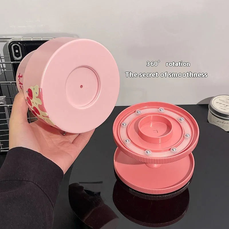 Beige rotating cosmetic brush storage barrel with 18L capacity and Japanese style design.