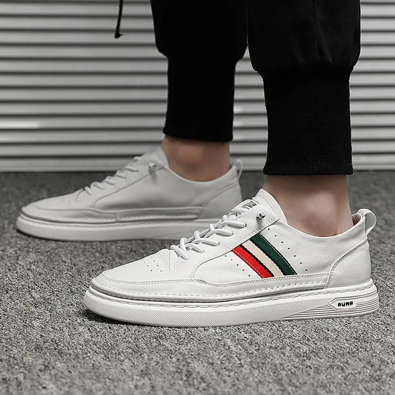 Summer breathable student trend lazy inner increase casual shoes in white with round toe and rubber outsole