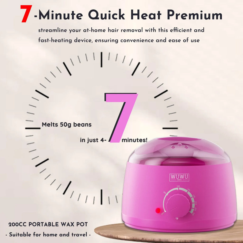 WUWUVISTA 27-piece hair removal kit with pink wax warmer, four coloured wax pots, and wax sticks