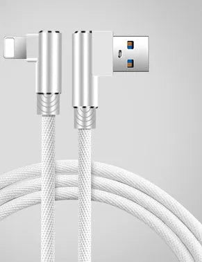 Double elbow fast charging data cable in black, USB interface, 1m length, for mobile gaming and charging