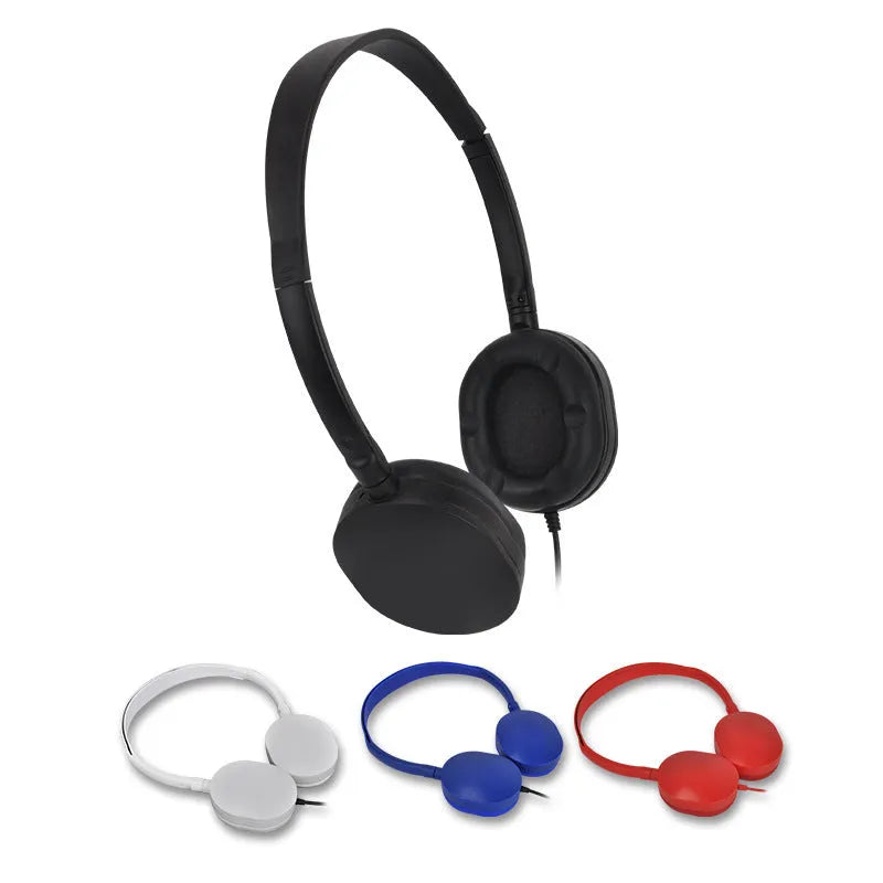 Home Fashion simple solid colour headset, black wired over-ear headphones with retro style, 1.2m cable and 3.5mm plug