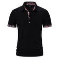 Men's polo shirt with turnover neck and colour stitching in cotton blend fabric