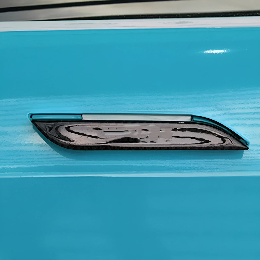 Set of four carbon fibre door handle protection stickers for Tesla Model S.