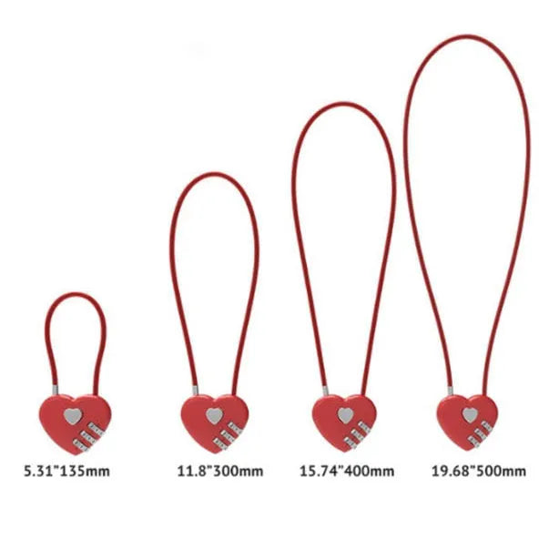 Heart shaped ABS plastic bike lock with steel cable in multiple colour options