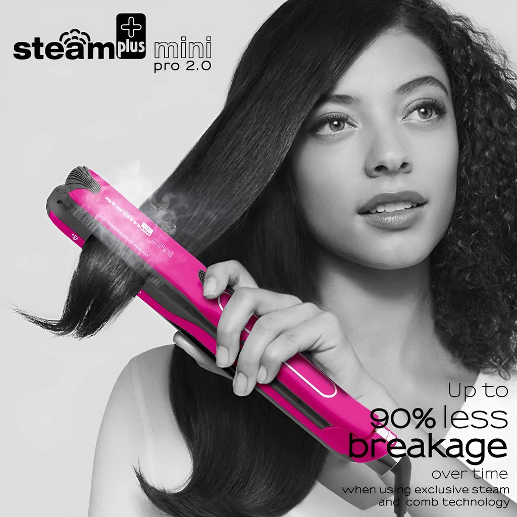 Mini steam hair straightener in purple, rose red or champagne colour with 200W European voltage