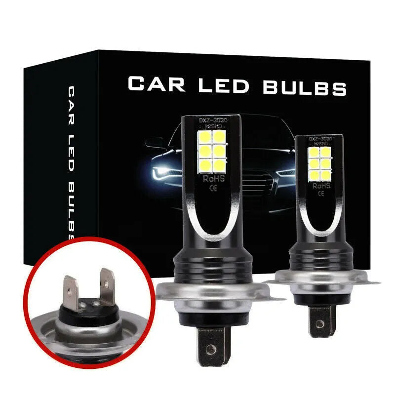 Single H7 110W LED fog light bulb with 12 SMD LEDs and aluminium housing on a white background.